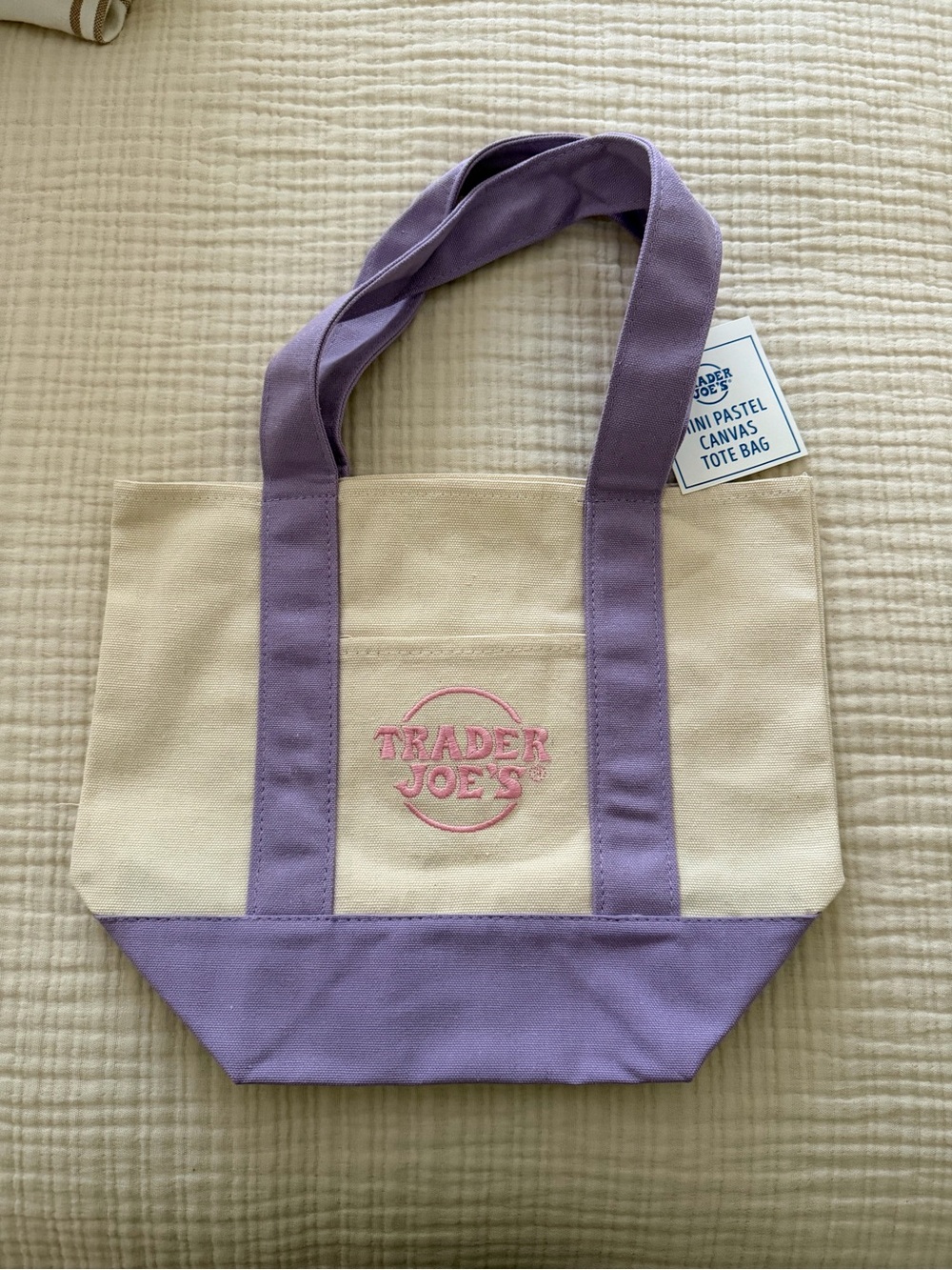 Pastel Purple Trim Canvas Mini Tote Bag